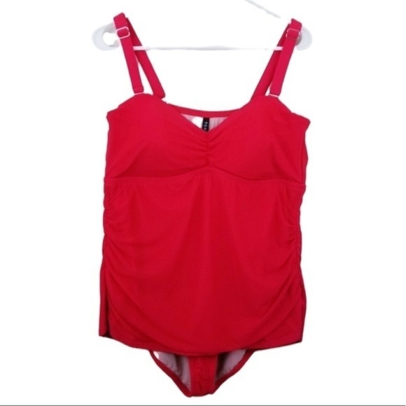 Torrid Red Mesh Sweetheart One-Piece Swimsuit - Picture 1 of 4